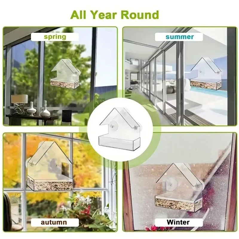 Window Bird Feeder - Clear Acrylic with Strong Suction Cups – image 7