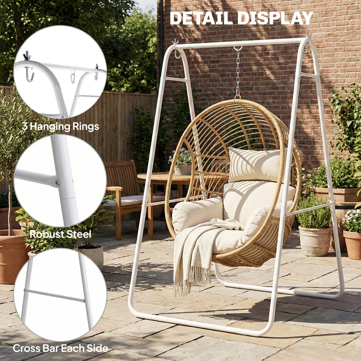 Hammock Chair Stand, Steel A-Frame for Hanging Egg Chair, 330 lb – image 7