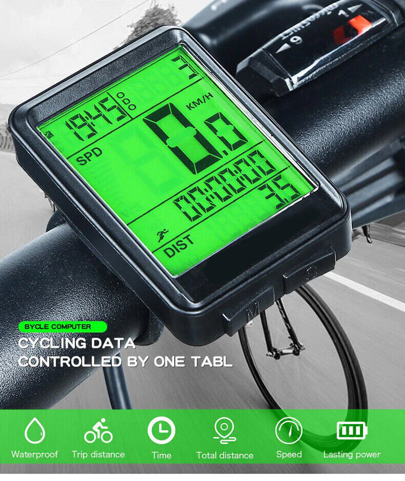 Bike Speedometer, Waterproof LCD Cycling Computer, Wired or Wireless