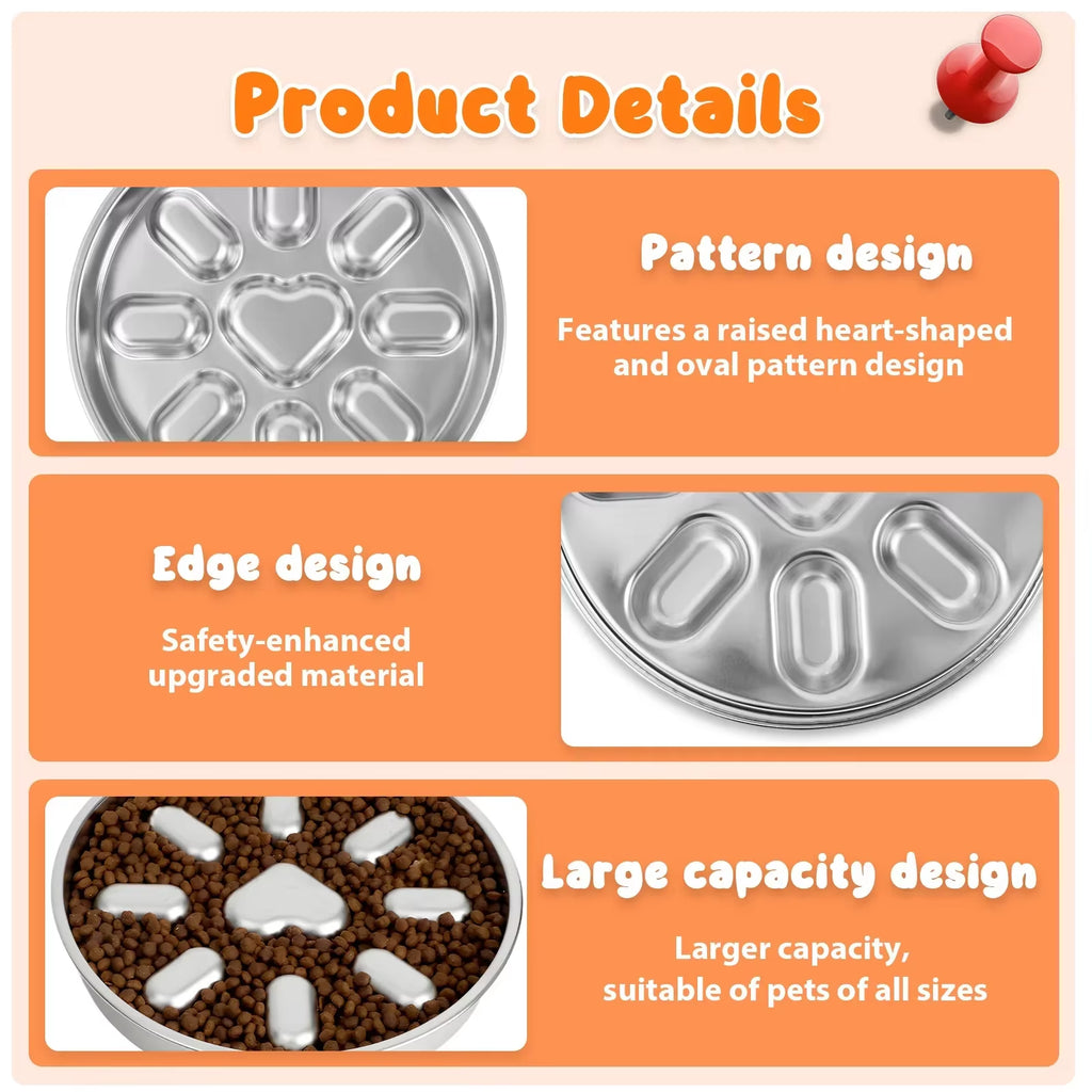 Slow Feeder Cat Bowl - Stainless Steel Double-Sided Maze Plate – image 4