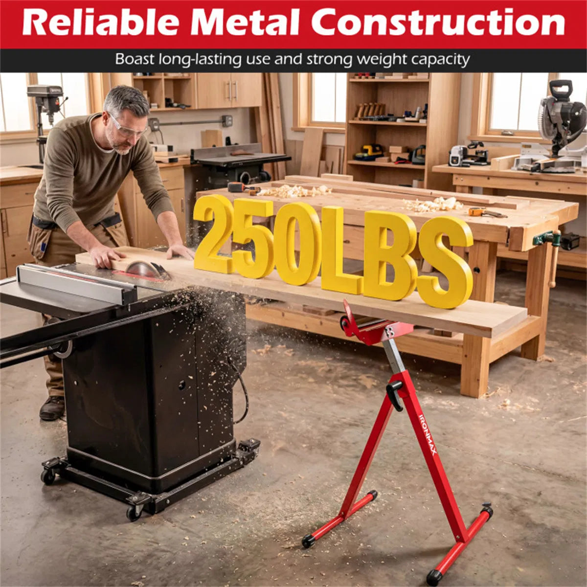 Folding Roller Stand 2-Pack with Edge Guides, 250 lb Each – image 8