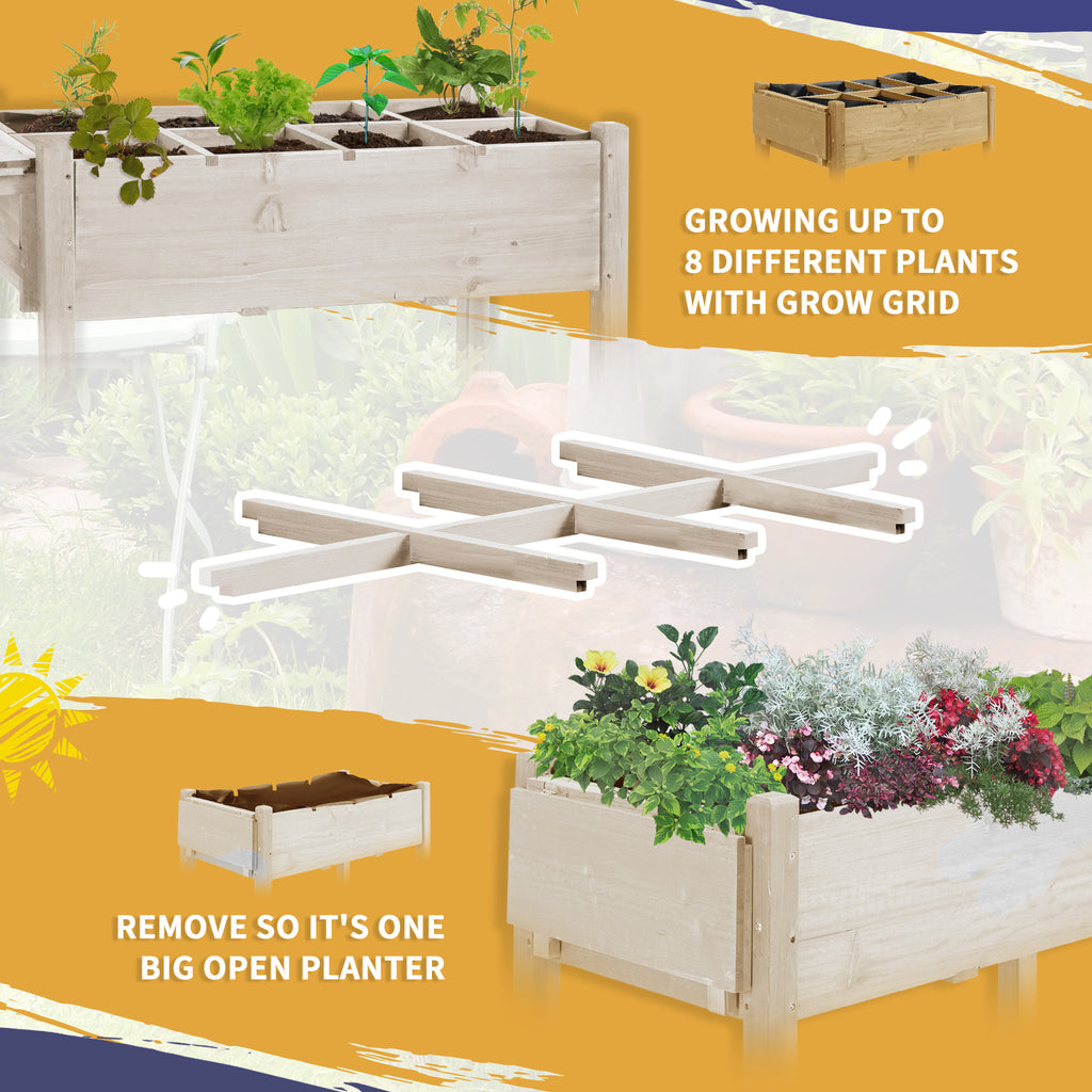 Planter Box, Mobile Wooden with 8 Grow Grids, Shelf and Wheels – image 4
