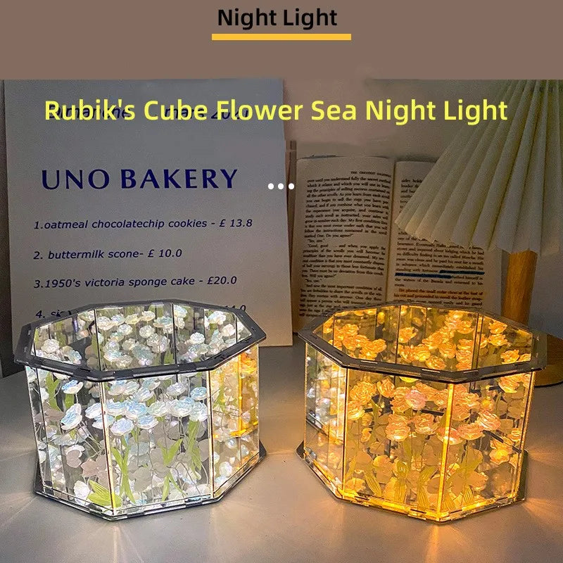 DIY Tulip Mirror Cube Lamp Kit - Handmade 3D LED Night Light Craft