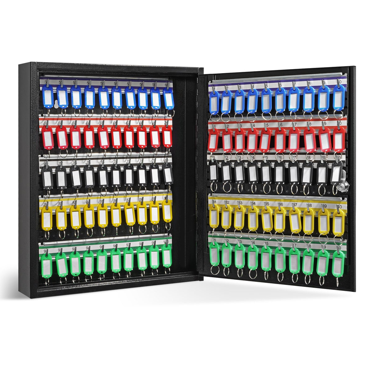 100-Key Lockable Steel Key Cabinet with Adjustable Racks and Key Tags