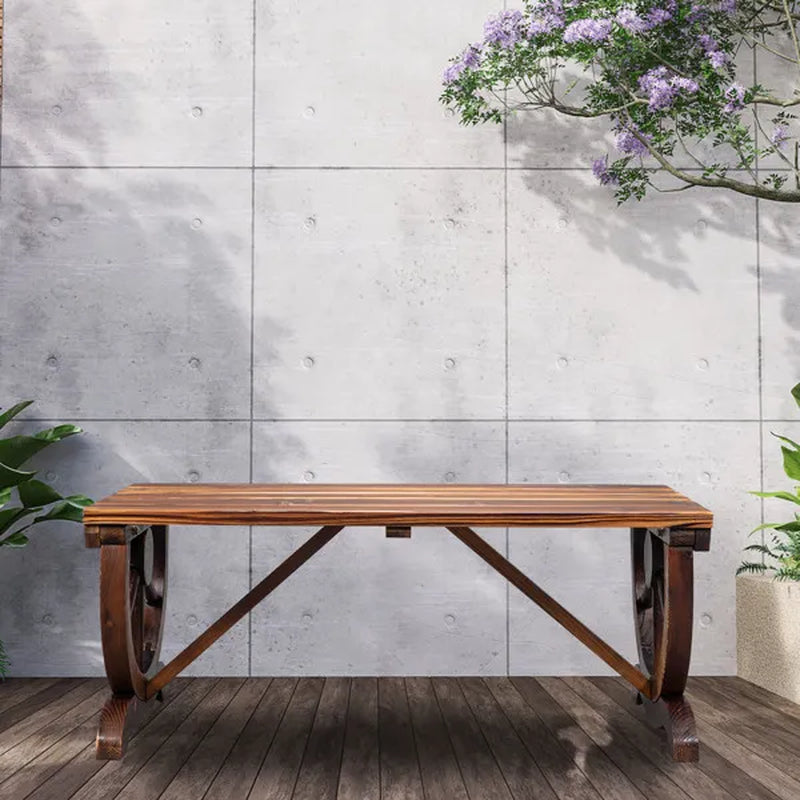 Rustic Garden Bench - 2-Person Wagon Wheel Outdoor Porch Bench – image 11