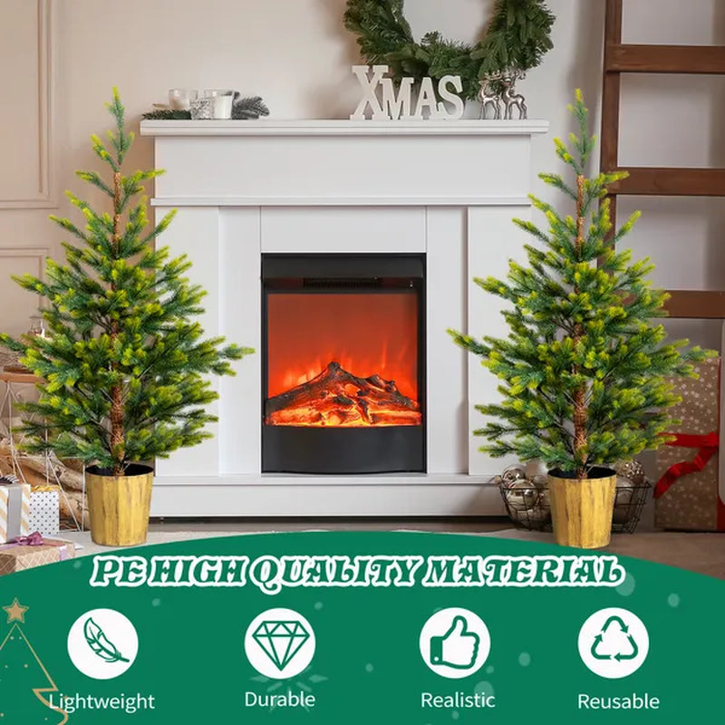2 Pack 4 Ft Potted Christmas Trees Dual Tone Green Entryway – image 6