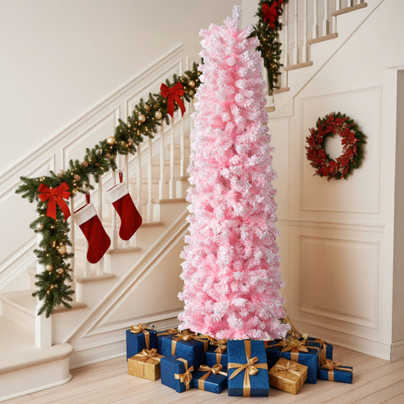 Flocked Christmas Tree 7.5ft Snow Pencil Tree Hinged Unlit – image 5