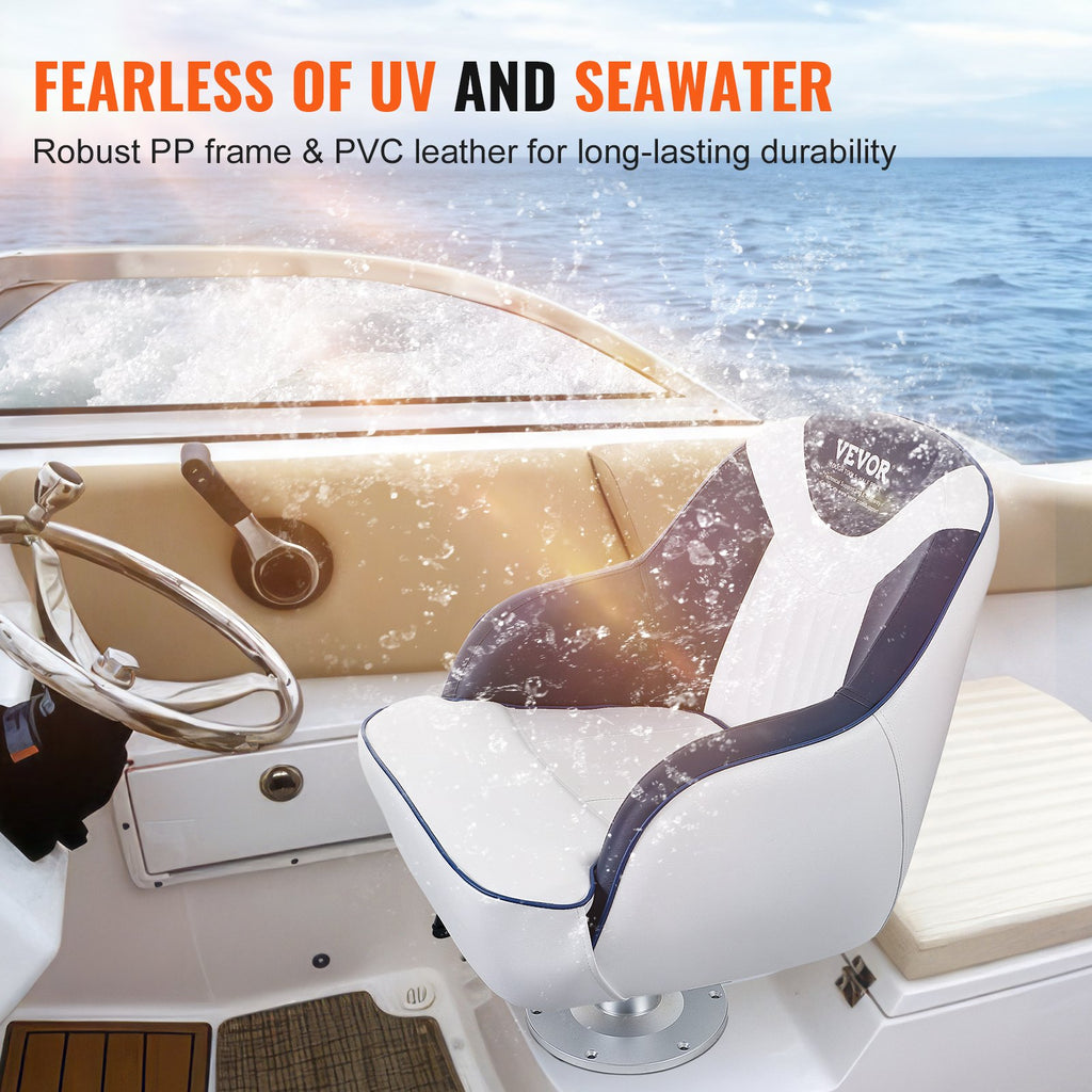 Captain Bucket Boat Seat with Armrests and Thick Sponge Padding