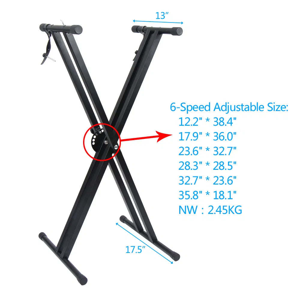 X-Style Keyboard Stand and Folding Piano Bench Set, Adjustable – image 9
