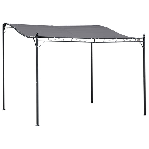 10 X 10 Ft Wall-Mounted Steel Pergola with UV Canopy, Gray