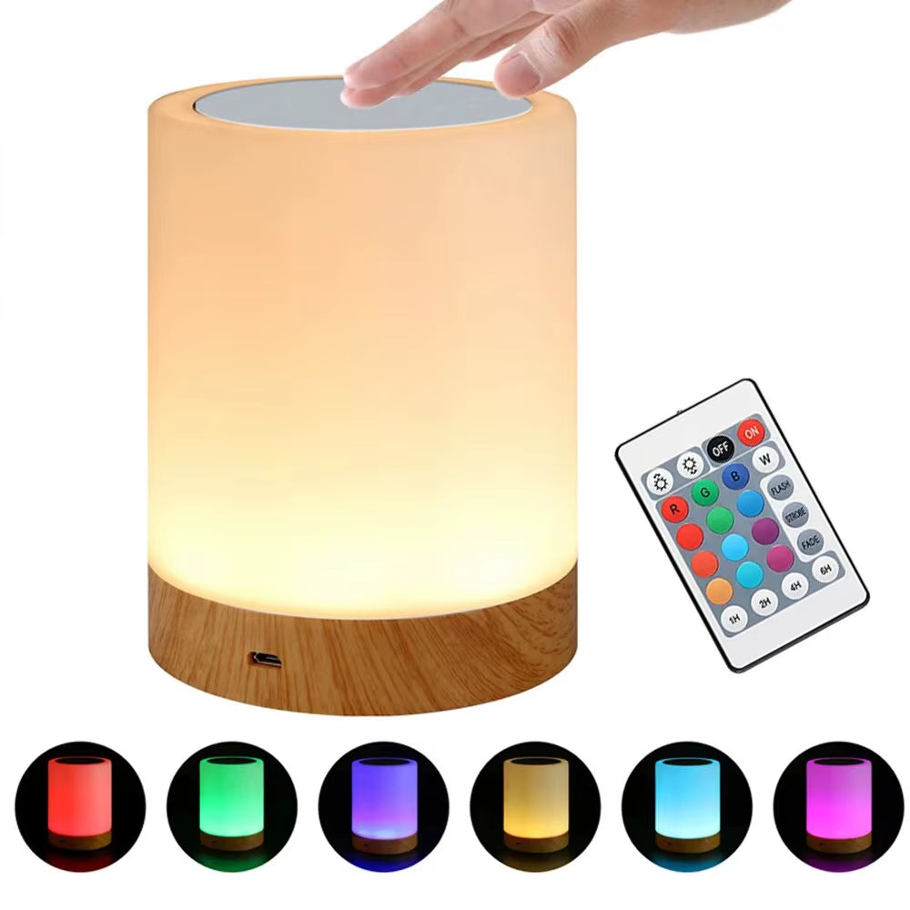 Dimmable Bedside Touch Lamp - 13 Color Changing Night Light with Remote & Timer