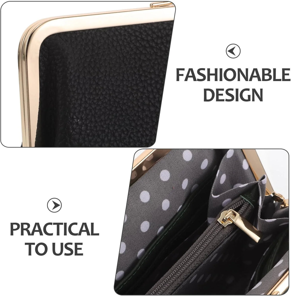 Kiss Lock Wallet for Women, Vintage Leather Clutch with Card Slots – image 3