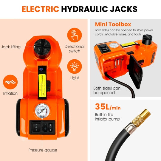 Electric Car Jack Kit – 5 Ton 12V Jack, Impact Wrench & Inflator