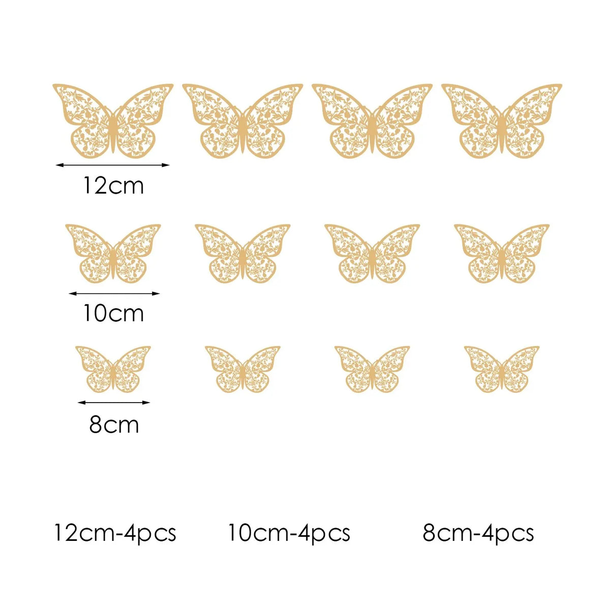 3D Metal Butterfly Wall Decor 12 Pack - Party & Room Decorations