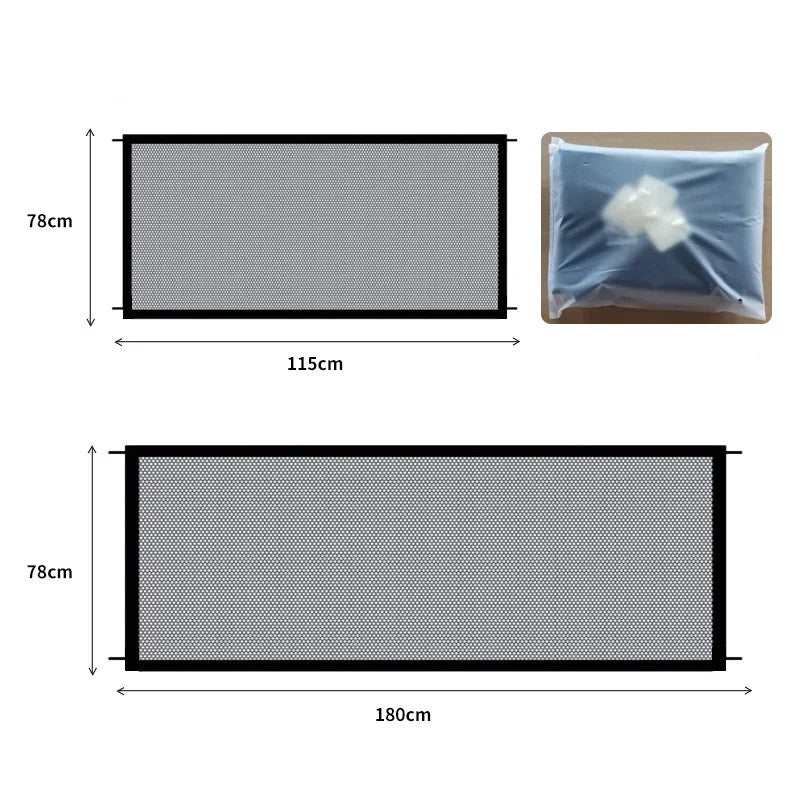 Folding Mesh Pet Gate – Portable Dog Barrier with 4 Hooks