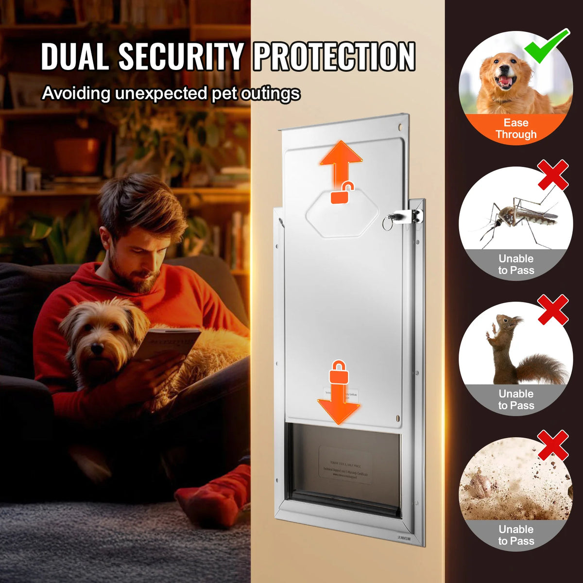 Pet Door with Aluminum Frame and Lock, Weatherproof Flap, Small – image 6