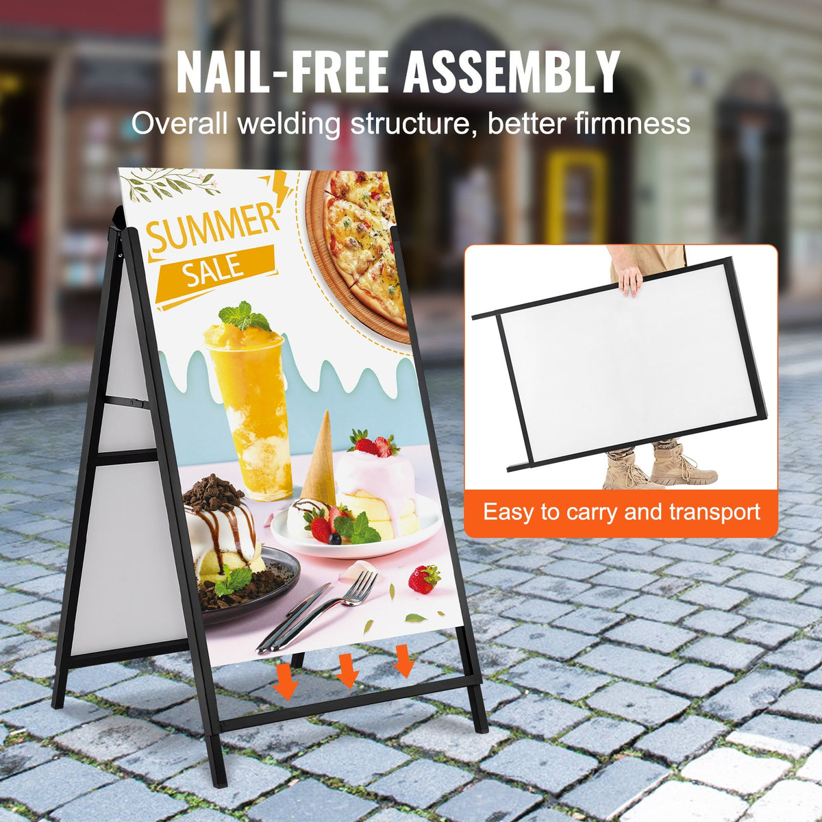 A-Frame Sidewalk Sign, 24 x 36 Inch Double-Sided Steel Sandwich Board – image 6