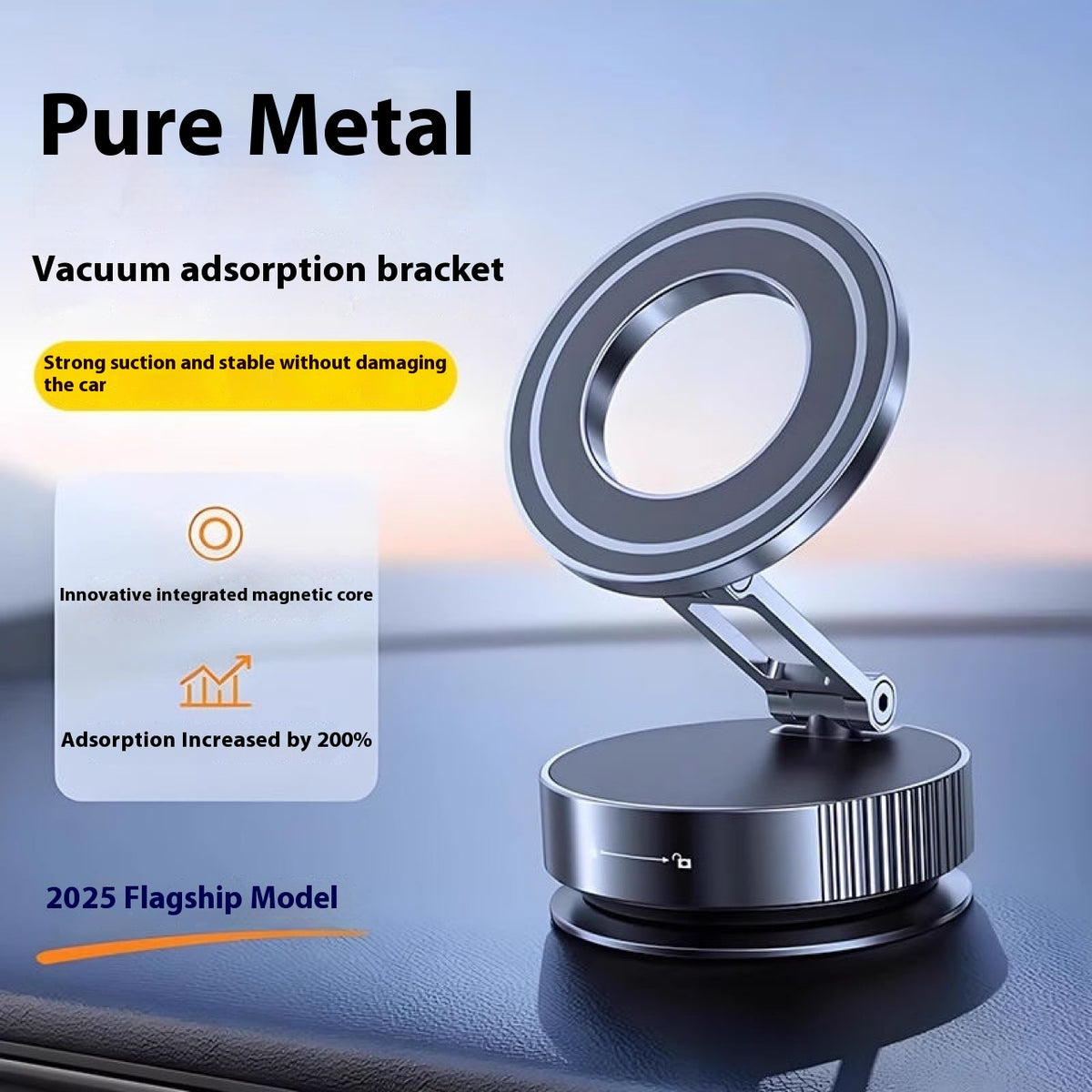 Magnetic Car Phone Holder with Folding Ring Bracket – image 3