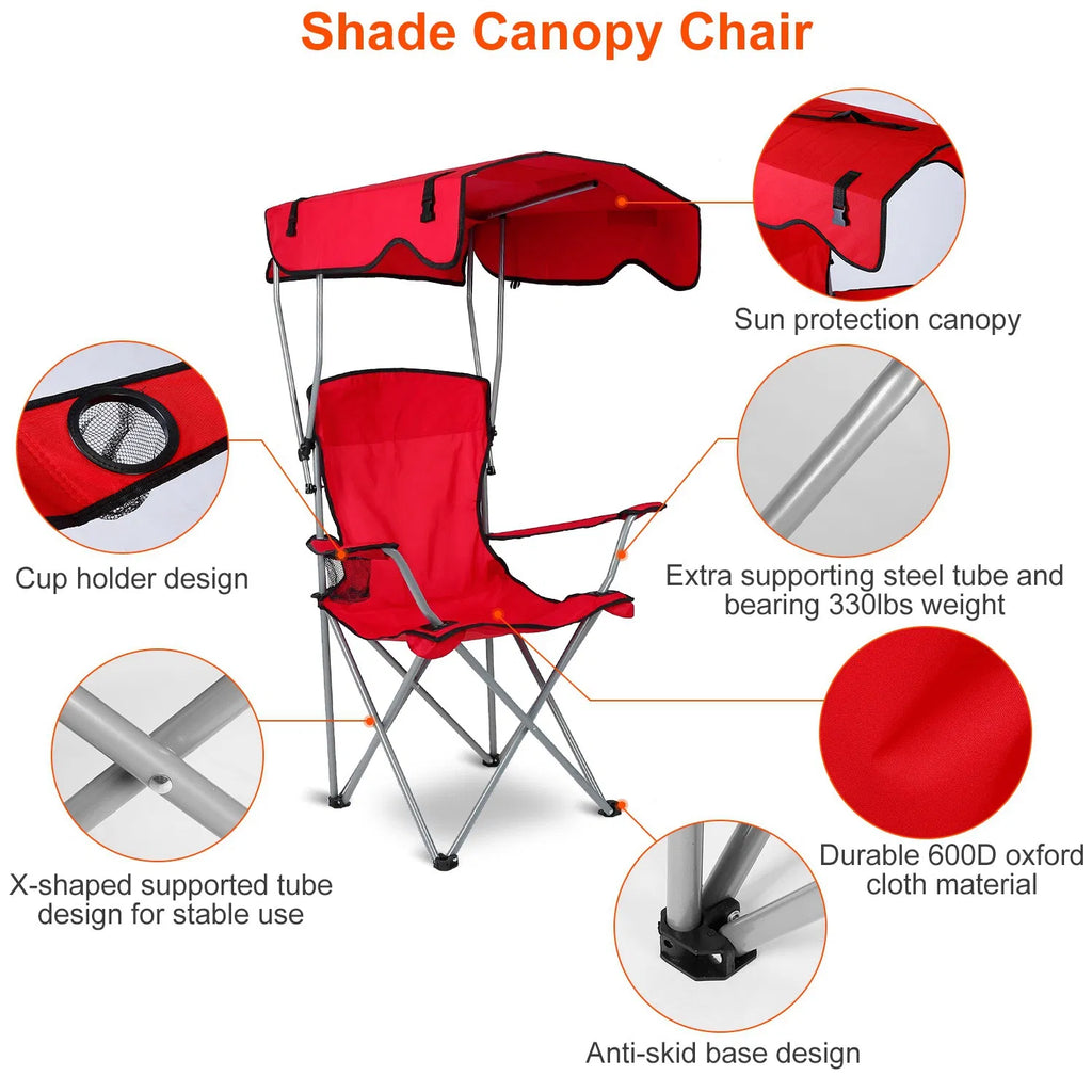 Folding Canopy Lawn Chair with Cup Holder, 330 lb Capacity – image 5
