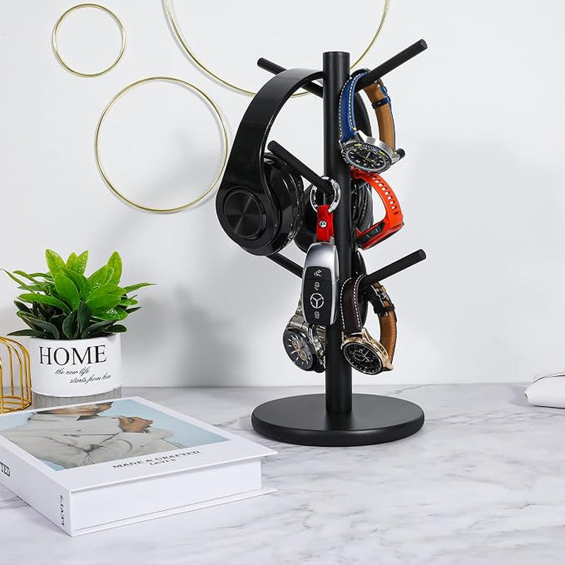 Black Mug Holder Tree with 6 Hooks, Countertop Coffee Cup Stand – image 2