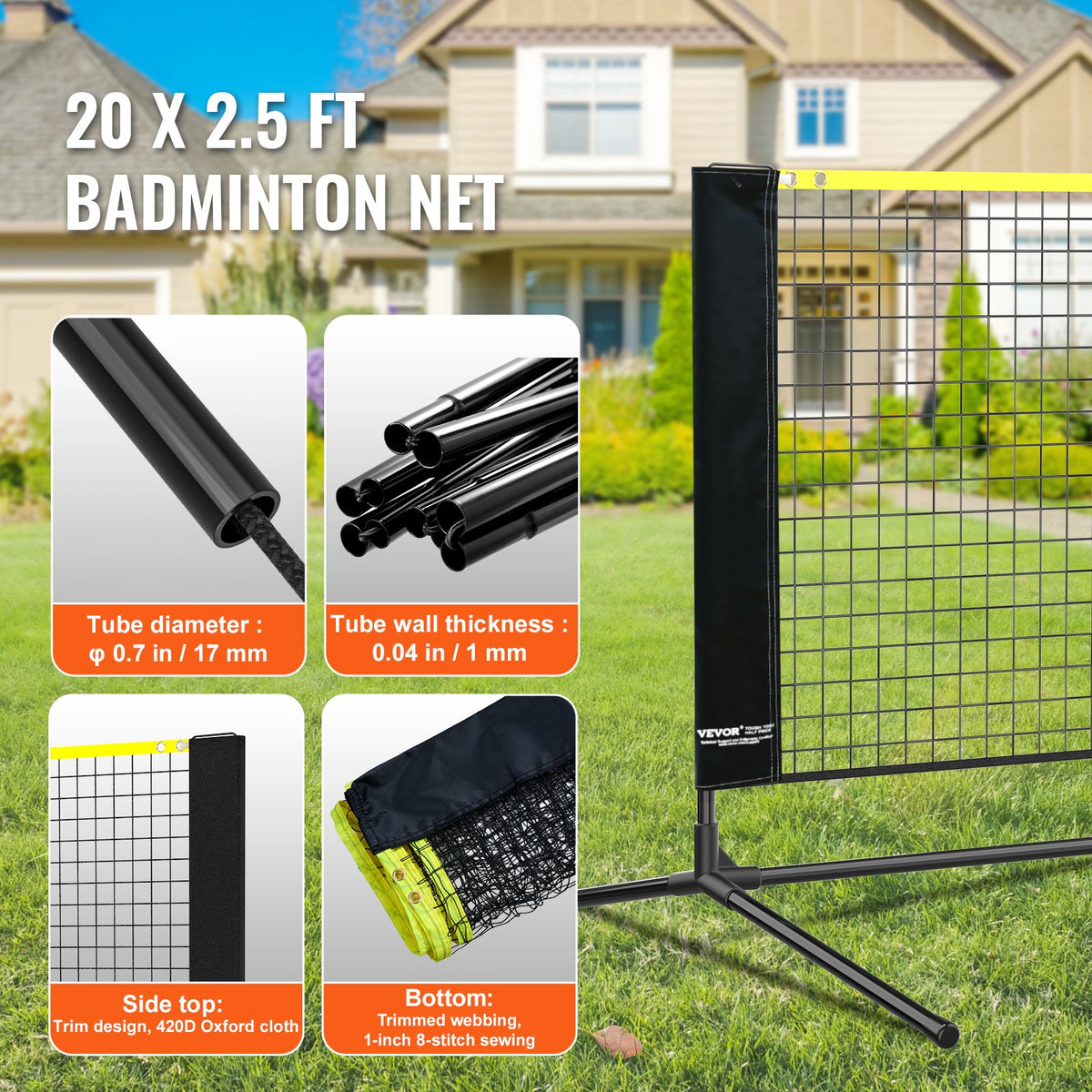 20 Ft Adjustable Badminton And Volleyball Net Set With Rackets – image 4