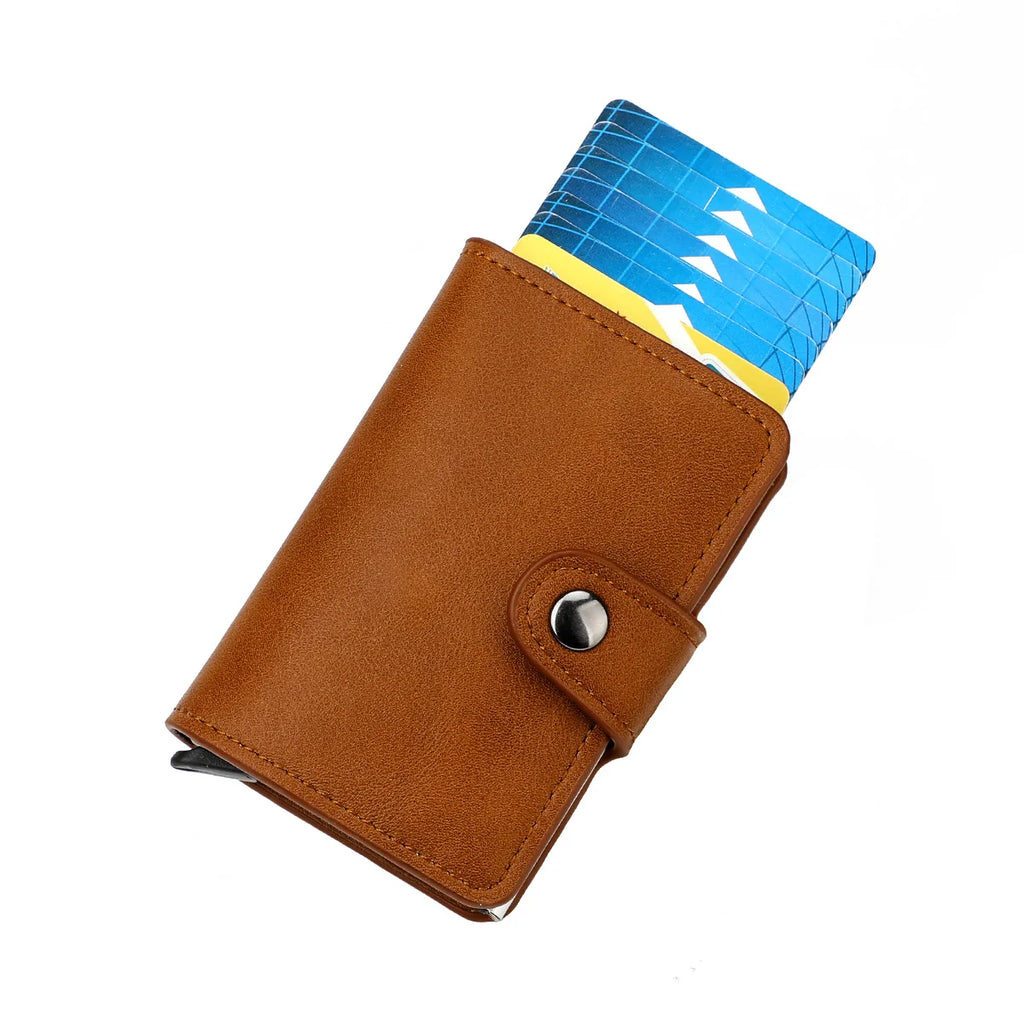 Men's Card Holder Wallet with Hasp Closure – Brown