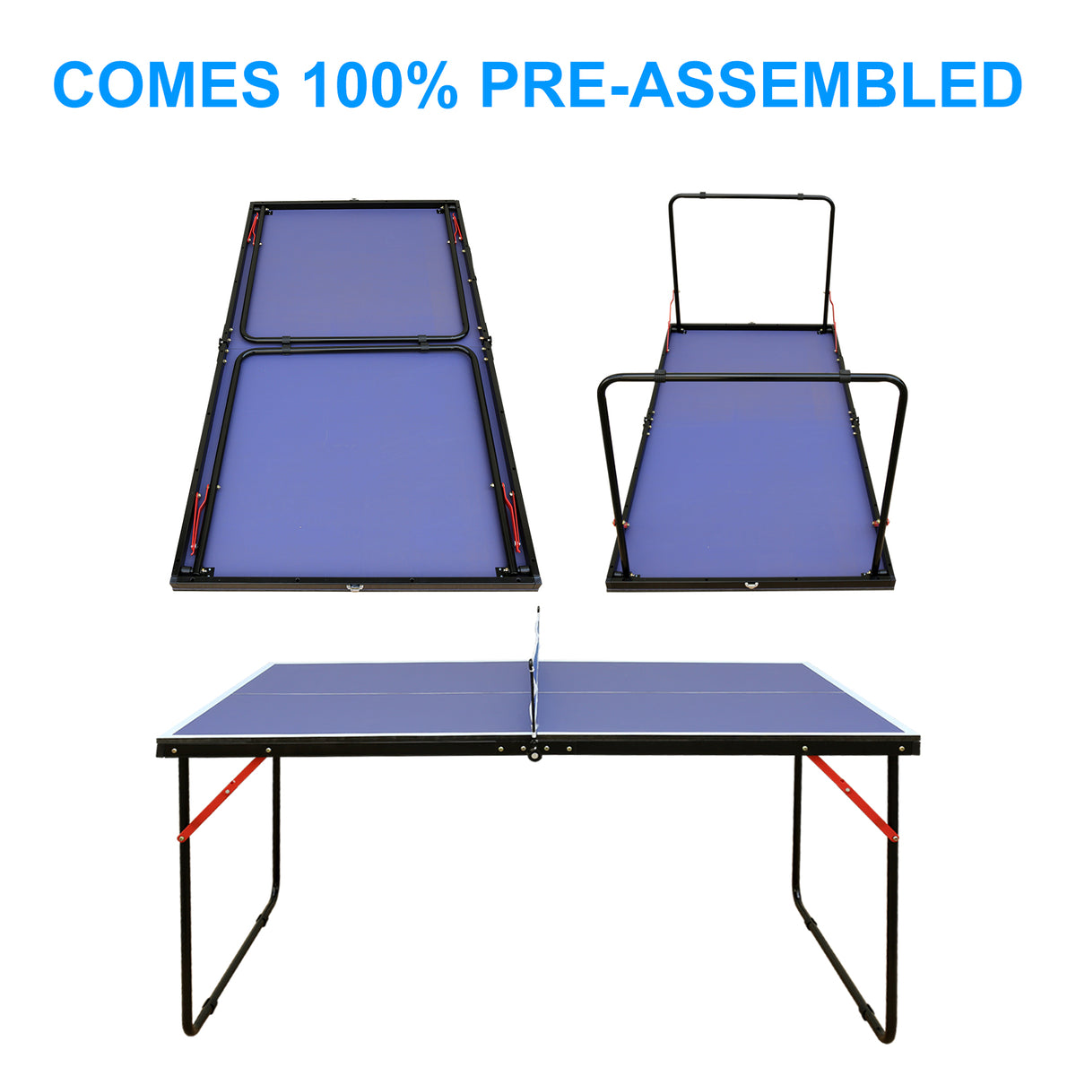 Table Tennis Table – Folding Ping Pong Table with Net & 2 Paddles – image 4