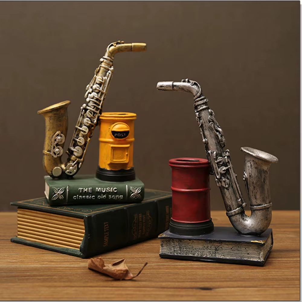 Saxophone and Violin Resin Pen Holder Desk Ornament – image 4