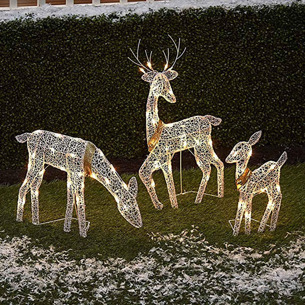 3-Piece Lighted Deer Family Christmas Yard Decor