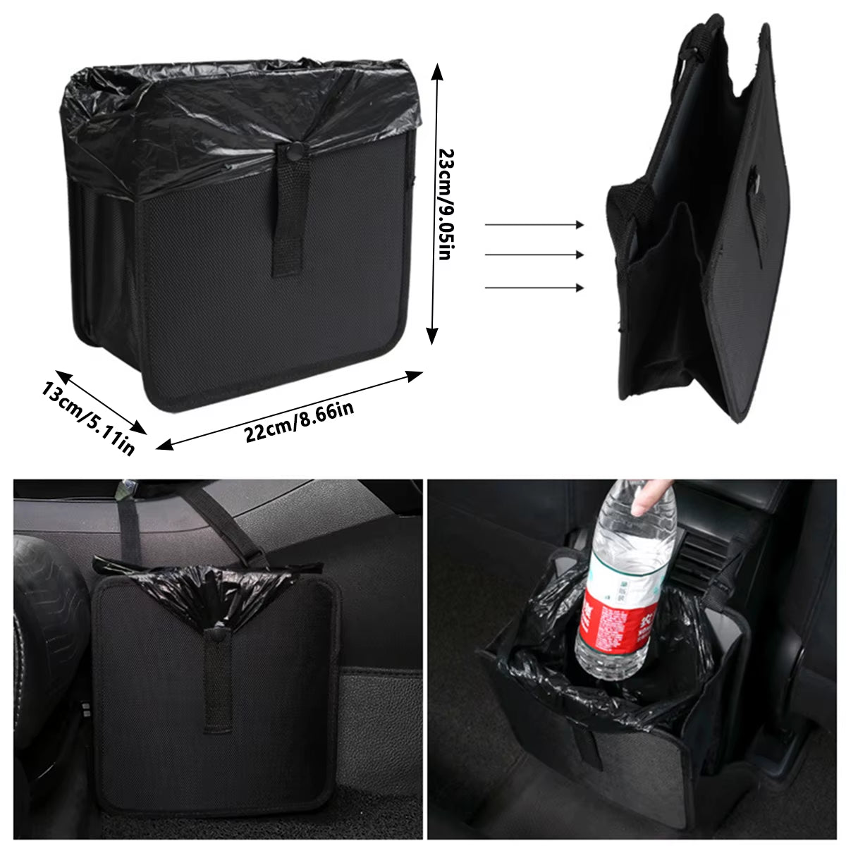 Foldable Car Trash Can - Waterproof Large Capacity Hanging Garbage Bin