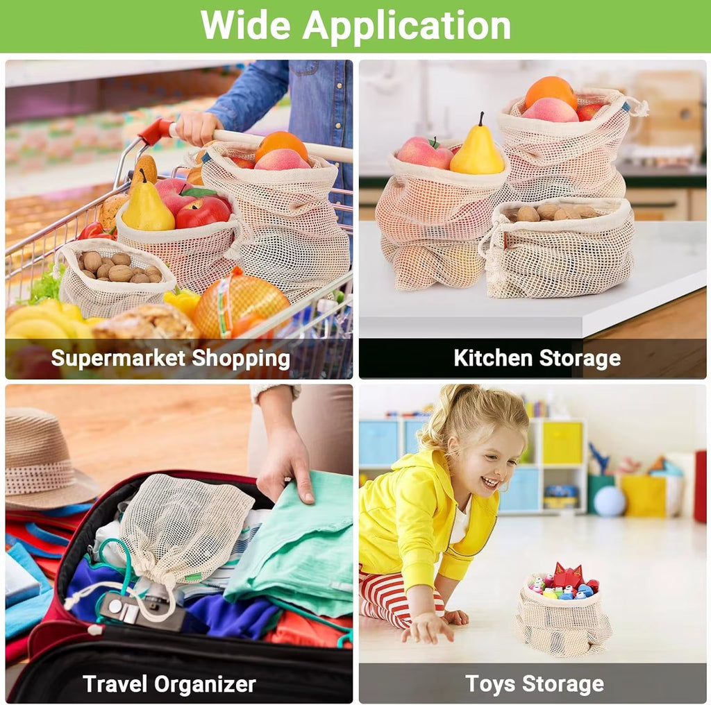 Mesh Produce Bags – Reusable Cotton Grocery Bags – image 5