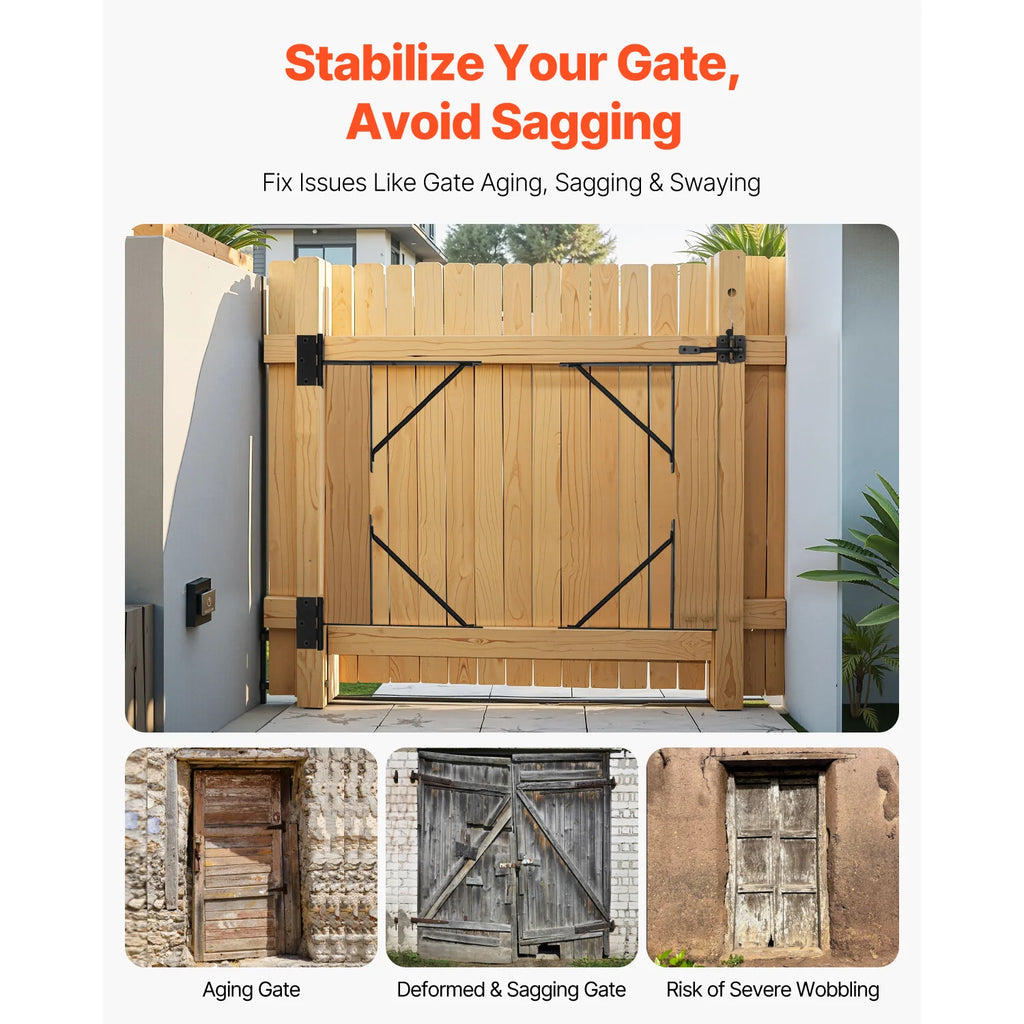 Anti-Sag Gate Corner Brace Kit 2 Sets with Latch and Screws – image 2