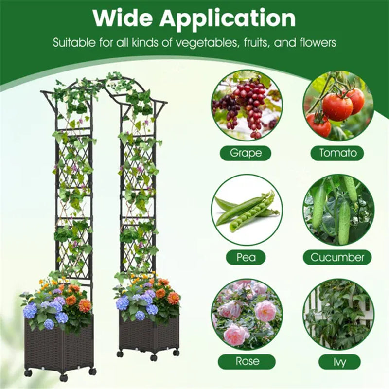 Garden Arch with 2 Self-Watering Planter Boxes on Lockable Wheels – image 8