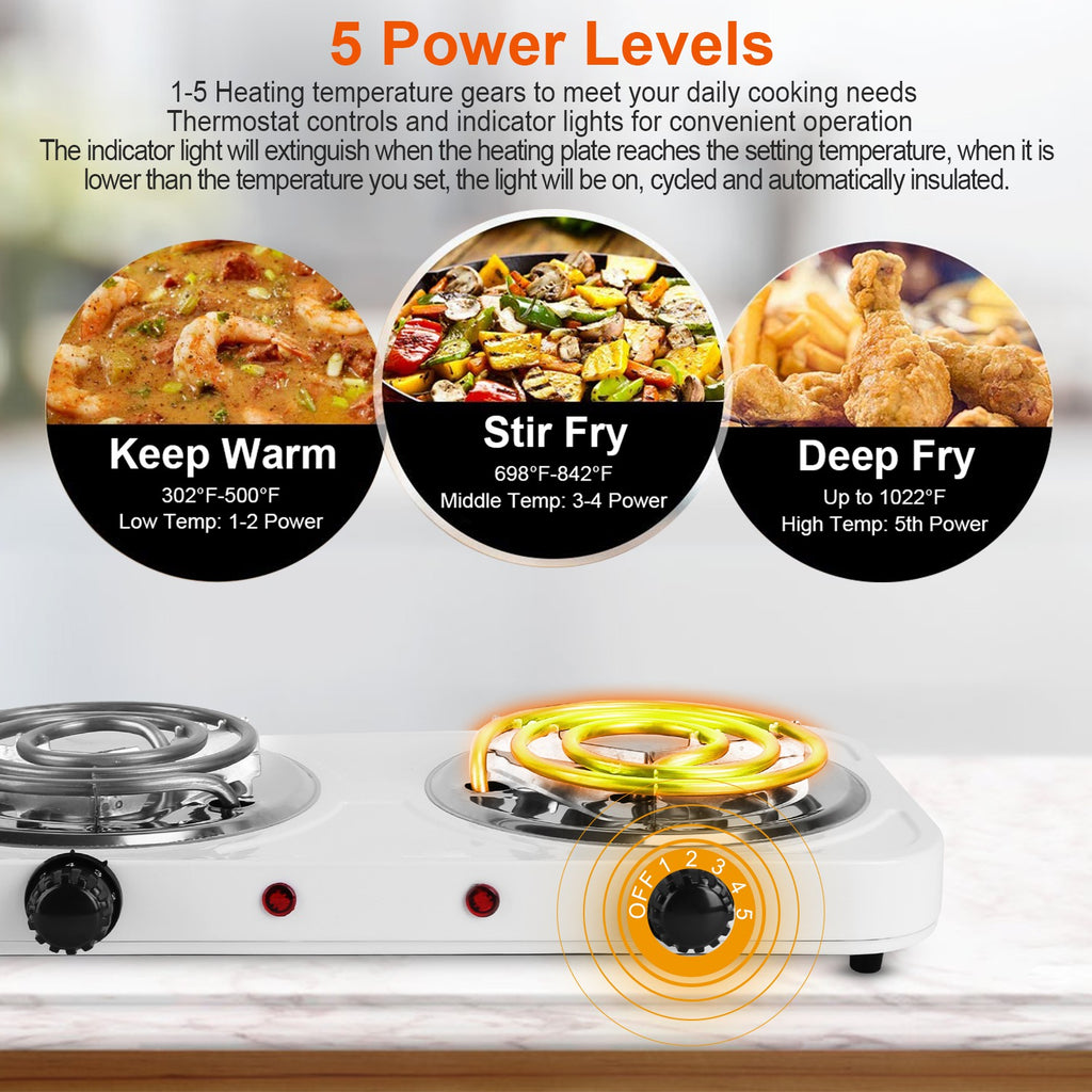 Electric Double Burner Hot Plate, 2000W Portable Countertop Stove – image 12