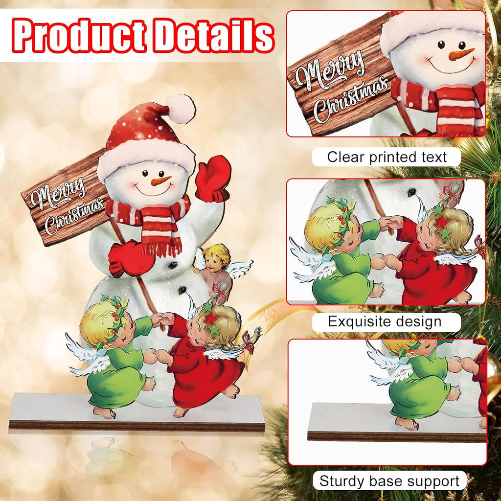 Wooden Christmas Table Centerpieces, Snowman and Reindeer, 6 Pack – image 5