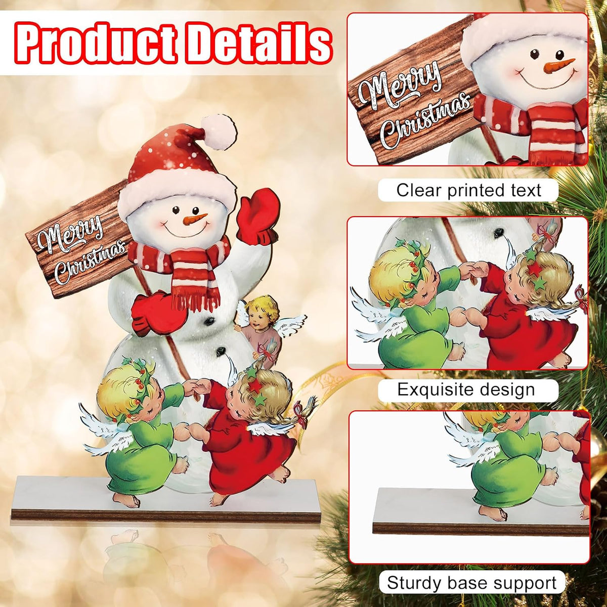 Wooden Christmas Table Centerpieces, Snowman and Reindeer, 6 Pack – image 5