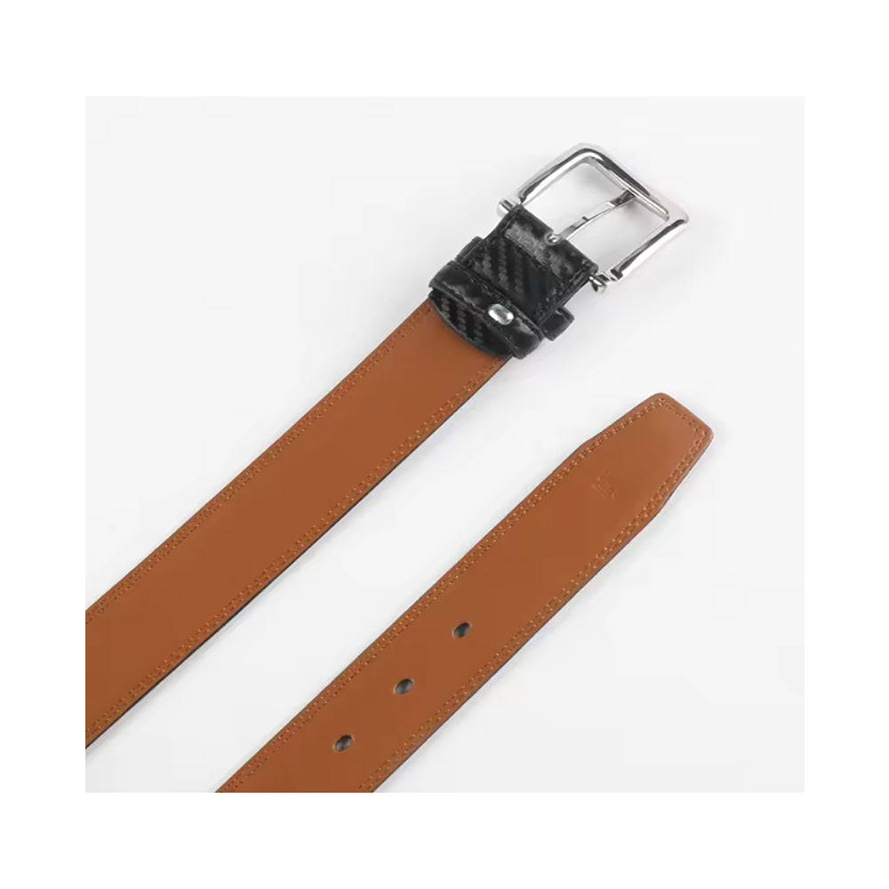 Leather Belt for Men – Cowhide Pin Buckle Dress Belt, 1 3/8 in – image 5