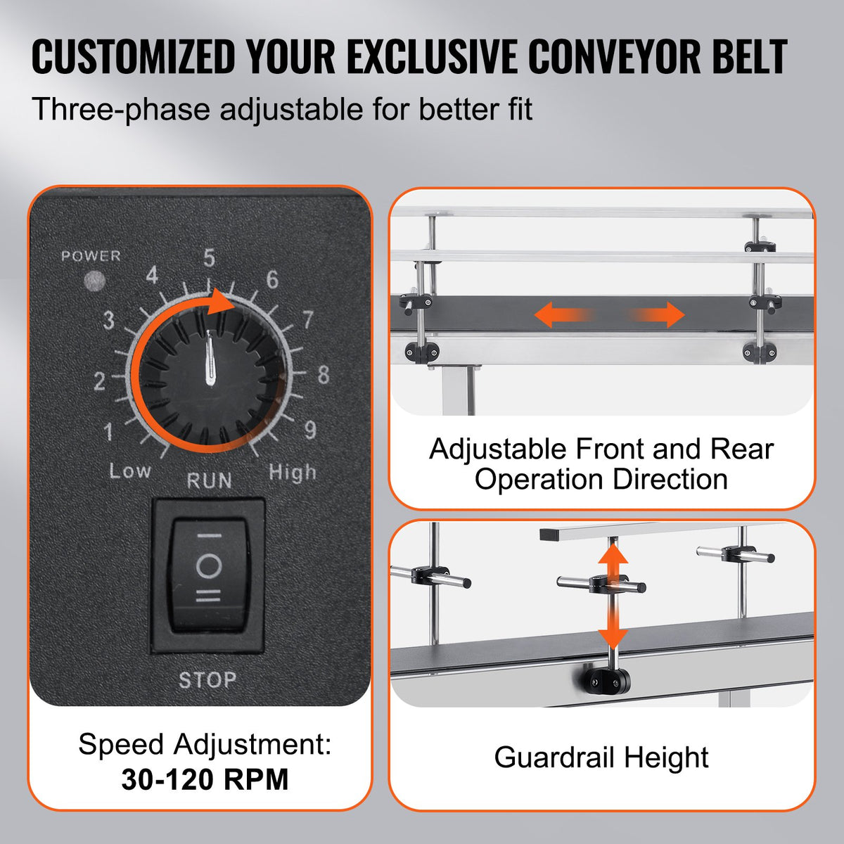 Motorized Belt Conveyor Table, 47 x 7.8 Inch Stainless Steel Frame – image 5