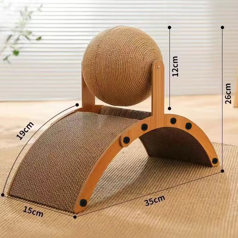 Cat Scratching Ball, Wooden Sisal Scratcher with Play Ball – image 8