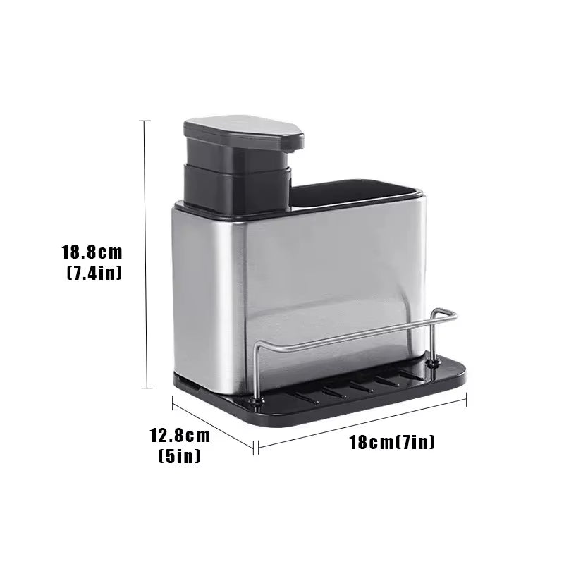 Sink Caddy with Soap Dispenser - 3-in-1 Stainless Steel Utensil Holder – image 7