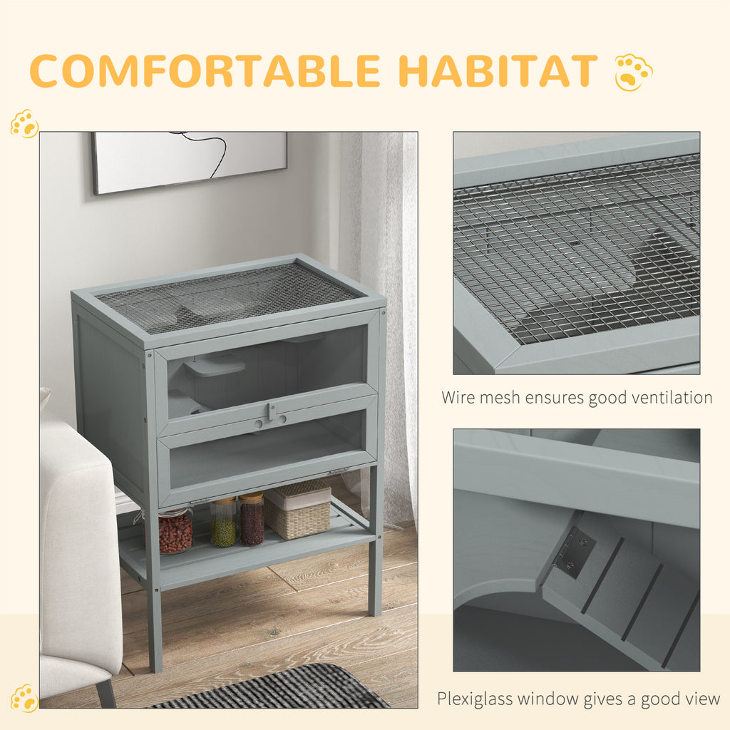 3-Tier Wooden Hamster Cage with Openable Top and Storage Shelf – image 6