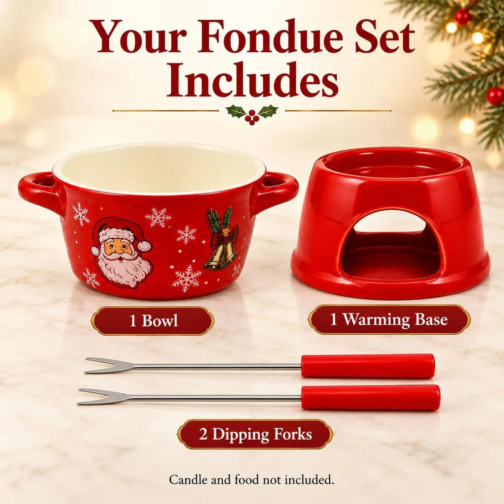 Christmas Ceramic Chocolate Fondue Mug Set with 2 Forks, 300 ml – image 6