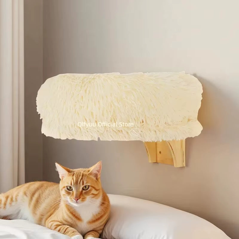 Wall Mounted Cat Perch Bed, Wooden Window Shelf with Cushion – image 3