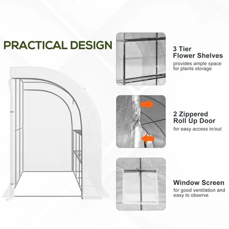 Walk-In Greenhouse 10 x 5 ft with 3-Tier Shelves and 2 Doors – image 8