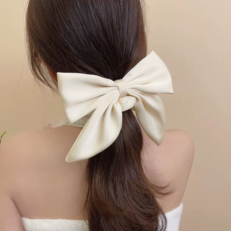 Satin Bow Hair Ties, Large Elastic Ponytail Holders – image 3