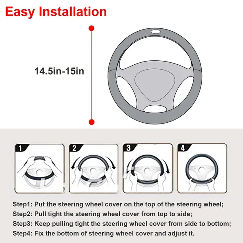 Perforated Leather Steering Wheel Cover for 14.5–15 in Wheels – image 4