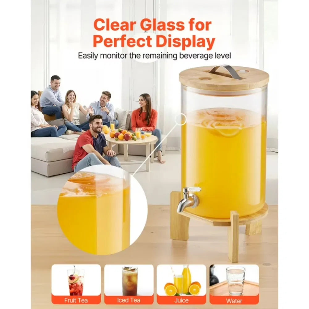 2.2 Gallon Glass Lemonade Jar with Wooden Stand and Steel Spigot – image 5