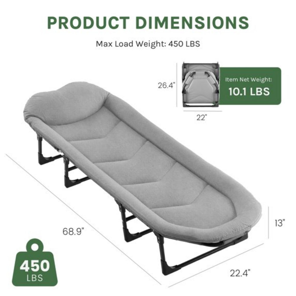 Folding Camping Cot Recliner 3-in-1 Heavy Duty Portable Bed – image 6