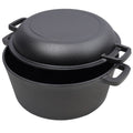 Cast Iron Dutch Oven with Skillet Lid, Pre-Seasoned 2-in-1 Deep Pot