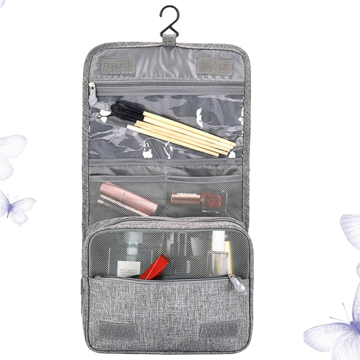 Hanging Toiletry Bag, 300D Oxford Travel Organizer with Hook – image 5